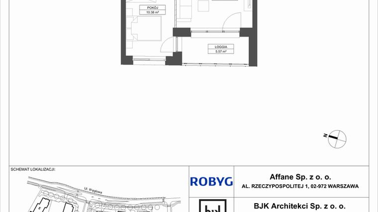 Rzut - Mieszkanie na sprzedaż 2 pokoje o powierzchni 38,09 m² - numer A.3M09 w WENDY