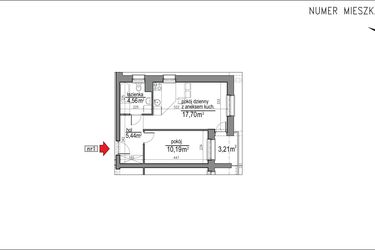 Rzut - Mieszkanie na sprzedaż 2 pokoje o powierzchni 37,89 m² - numer 3m.1 w Osiedle Rytm etap 2