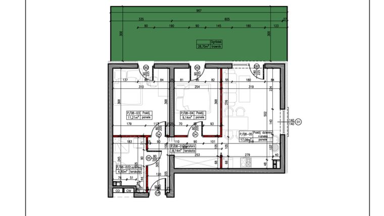 Rzut - Mieszkanie na sprzedaż 3 pokoje o powierzchni 50,37 m² - numer 8 w Janowska