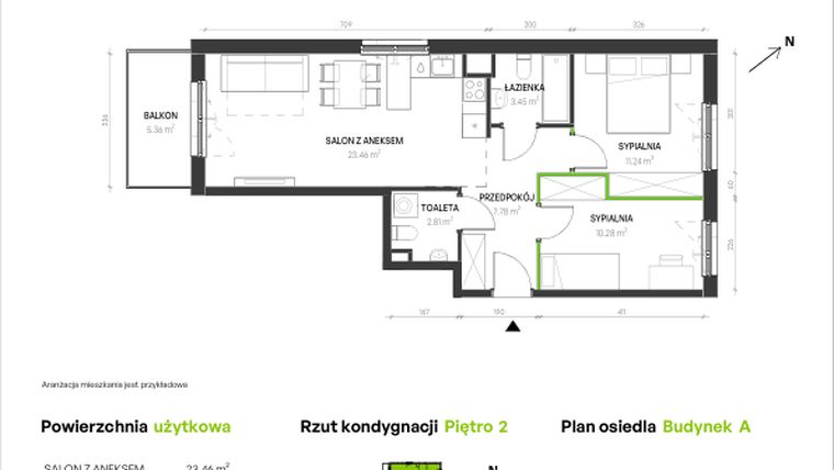 Rzut - Mieszkanie na sprzedaż 3 pokoje o powierzchni 59,02 m² - numer A/C/9 w Augustowska Vita