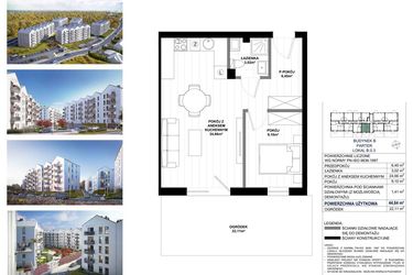 Rzut - Mieszkanie na sprzedaż 2 pokoje o powierzchni 44,64 m² - numer B.0.3 w Skandinavia