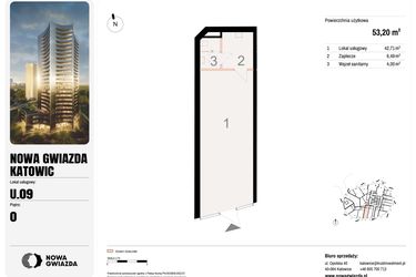 Rzut - Lokal użytkowy na sprzedaż 1 pokój o powierzchni 53,2 m² - numer U.09 w Nowa Gwiazda