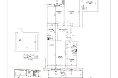 Rzut - Mieszkanie na sprzedaż 3 pokoje o powierzchni 68,85 m² - numer M-109 w Nałęczowska
