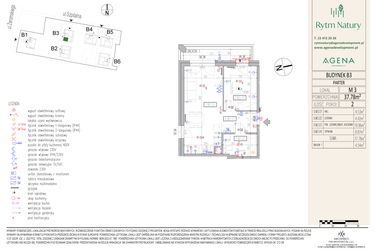 Rzut - Mieszkanie na sprzedaż 2 pokoje o powierzchni 37,78 m² - numer B3M3 w Rytm Natury