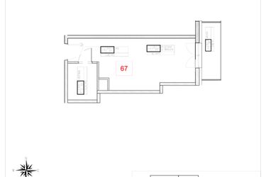 Rzut - Mieszkanie na sprzedaż 1 pokój o powierzchni 25,23 m² - numer A4-16 w Rezydencja Ogród Saski etap I i II