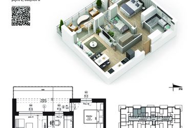 Rzut - Mieszkanie na sprzedaż 3 pokoje o powierzchni 50,16 m² - numer 49 w Piano Park etap V