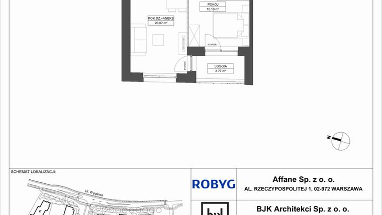 Rzut - Mieszkanie na sprzedaż 2 pokoje o powierzchni 37,84 m² - numer A.1M08 w WENDY