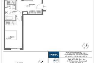 Rzut - Mieszkanie na sprzedaż 3 pokoje o powierzchni 63,54 m² - numer RM/1A/E/4/3 w Rytm Mokotowa - etap 1A
