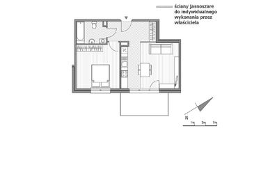 Rzut - Mieszkanie na sprzedaż 2 pokoje o powierzchni 48,19 m² - numer 1.1-9 w Stawowa