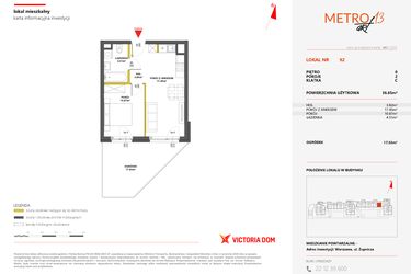 Rzut - Mieszkanie na sprzedaż 2 pokoje o powierzchni 36,67 m² - numer 92 w Metro Art 13