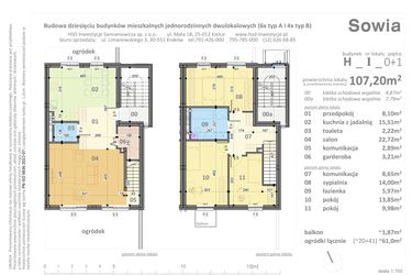Rzut - Mieszkanie na sprzedaż 5 pokoi o powierzchni 107,2 m² - numer H1 w Sowia