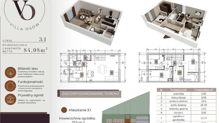 Rzut - Dom na sprzedaż 4 pokoje o powierzchni 101,08 m² - numer 3.1 w Villa Osów