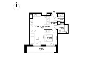 Rzut - Mieszkanie na sprzedaż 2 pokoje o powierzchni 50,73 m² - numer A13 w FUTURO