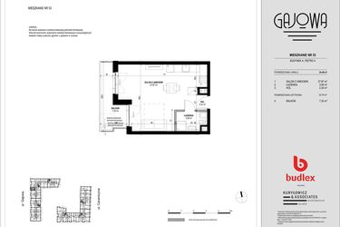 Rzut - Mieszkanie na sprzedaż 1 pokój o powierzchni 34,53 m² - numer 53 w Gajowa bud. A