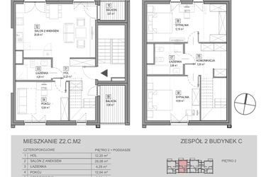 Rzut - Mieszkanie na sprzedaż 4 pokoje o powierzchni 91,29 m² - numer Z2.C.M2 w Skwer Harmonia