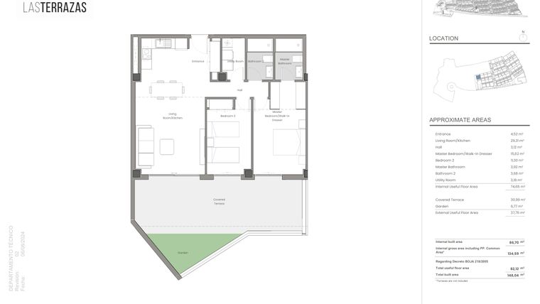 Rzut - Mieszkanie na sprzedaż 2 pokoje o powierzchni 134,6 m² - numer B9.P60 w Las Terrazaz de Macenas