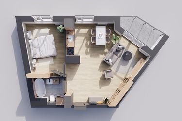 Rzut - Mieszkanie na sprzedaż 2 pokoje o powierzchni 48,31 m² - numer 24/3 w Odrzańskie Bulvary
