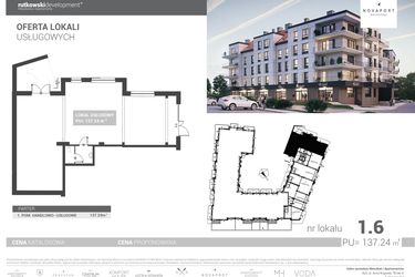 Rzut - Lokal użytkowy na sprzedaż 1 pokój o powierzchni 137,34 m² - numer U6 w Nova Port