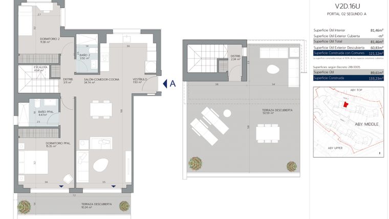 Rzut - Mieszkanie na sprzedaż 3 pokoje o powierzchni 131 m² - numer 1.2.A w Aby Middle