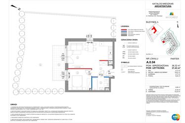 Rzut - Mieszkanie na sprzedaż 2 pokoje o powierzchni 37,43 m² - numer A.0.04 w My Forest