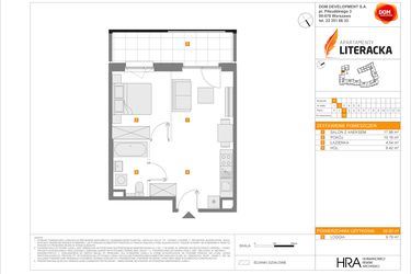 Rzut - Mieszkanie na sprzedaż 2 pokoje o powierzchni 39 m² - numer F.72 w Apartamenty Literacka etap 2.3