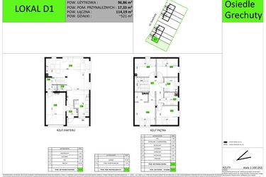 Rzut - Dom na sprzedaż 5 pokoi o powierzchni 114,19 m² - numer D1 w Osiedle Grechuty