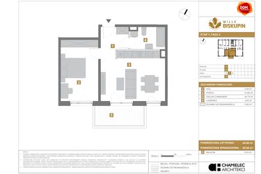 Rzut - Mieszkanie na sprzedaż 2 pokoje o powierzchni 45,06 m² - numer J.5 w Wille Biskupin II