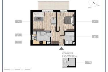 Rzut - Mieszkanie na sprzedaż 2 pokoje o powierzchni 47,84 m² - numer 13 w Szczytno Dąbrowskiego - etap 3