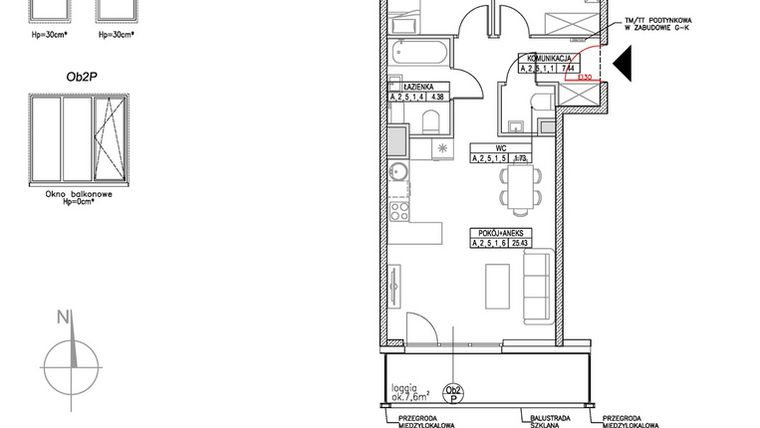 Rzut - Mieszkanie na sprzedaż 3 pokoje o powierzchni 59,21 m² - numer A.2.5.1 w Forma