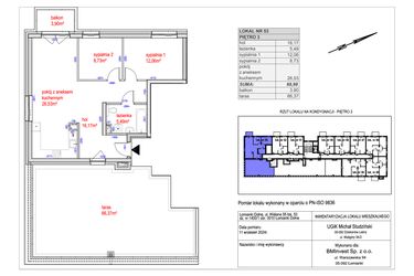 Rzut - Mieszkanie na sprzedaż 3 pokoje o powierzchni 68,98 m² - numer G.53 w Osiedle Natura Life budynki GHI