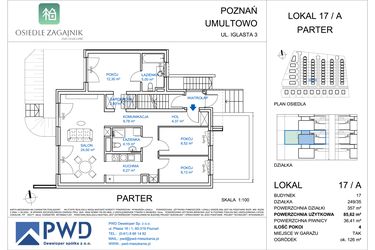 Rzut - Mieszkanie na sprzedaż 4 pokoje o powierzchni 85,62 m² - numer 17/A w Osiedle Zagajnik etap II - mieszkania