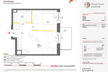 Rzut - Mieszkanie na sprzedaż 2 pokoje o powierzchni 33,9 m² - numer D.21 w Piastova Osada