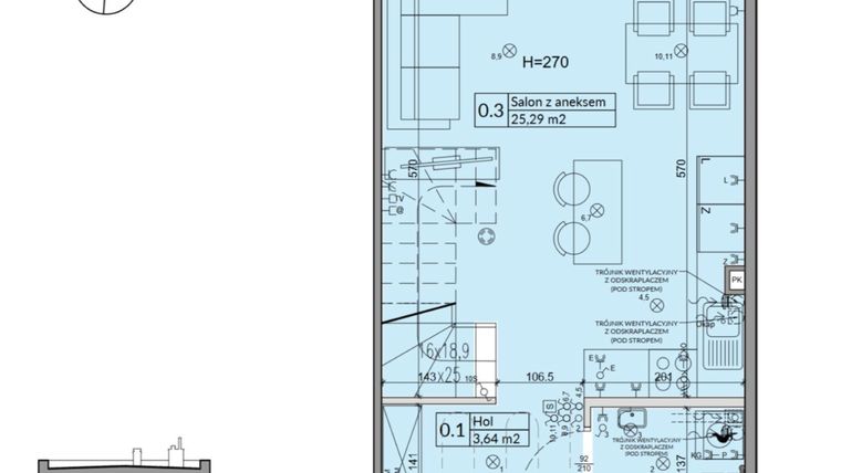 Rzut - Dom na sprzedaż 3 pokoje o powierzchni 62,3 m² - numer 39B w Osiedle Stokrotki etap 4 i 5