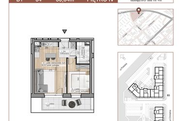 Rzut - Mieszkanie na sprzedaż 2 pokoje o powierzchni 36,64 m² - numer 54 w Urok Jagienki