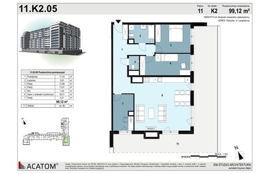 Rzut - Mieszkanie na sprzedaż 4 pokoje o powierzchni 99,11 m² - numer 227 w Langiewicza 37