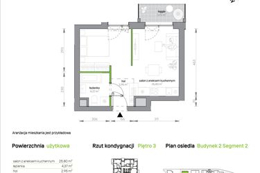 Rzut - Mieszkanie na sprzedaż 1 pokój o powierzchni 33,12 m² - numer 2.3.M12 w Morska Vita