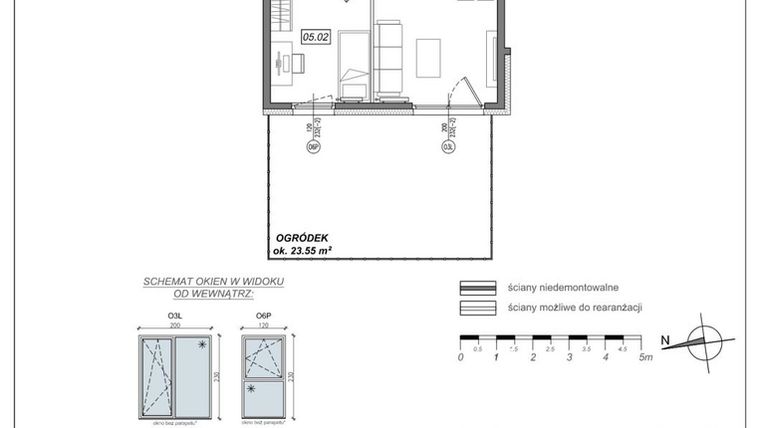 Rzut - Mieszkanie na sprzedaż 2 pokoje o powierzchni 36,2 m² - numer 7.A.05 w Urzeka bud. 6 i 7