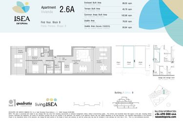 Rzut - Mieszkanie na sprzedaż 2 pokoje o powierzchni 78 m² - numer 2.6A w Isea - Estepona