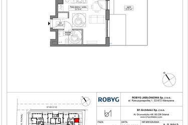 Rzut - Mieszkanie na sprzedaż 1 pokój o powierzchni 28,21 m² - numer A.0M13 w Dobre Miejsce