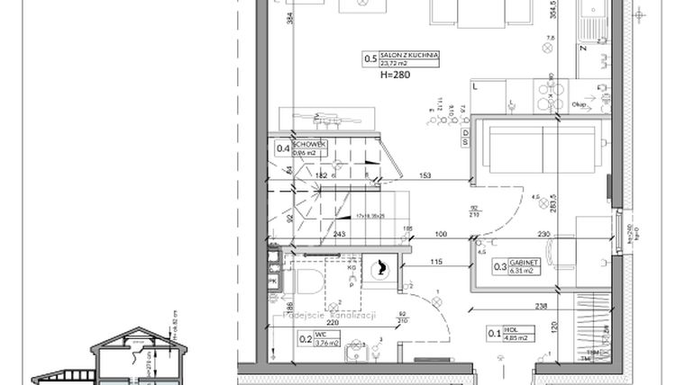 Rzut - Dom na sprzedaż 5 pokoi o powierzchni 85,96 m² - numer 22B w Zielono Mi