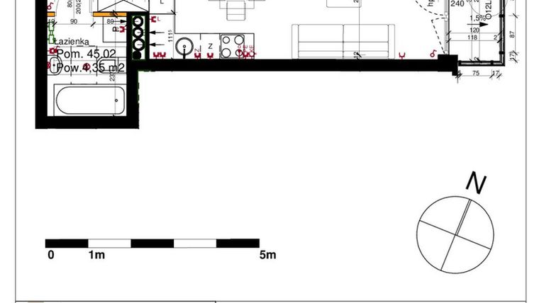 Rzut - Mieszkanie na sprzedaż 1 pokój o powierzchni 28,3 m² - numer M45 w Srebrzyńska Park IV
