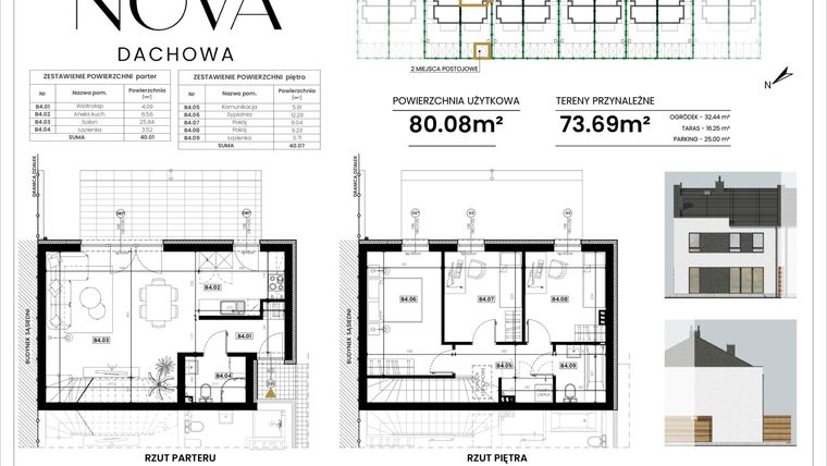 Rzut - Dom na sprzedaż 4 pokoje o powierzchni 80,08 m² - numer B4 w Nova Dachowa II