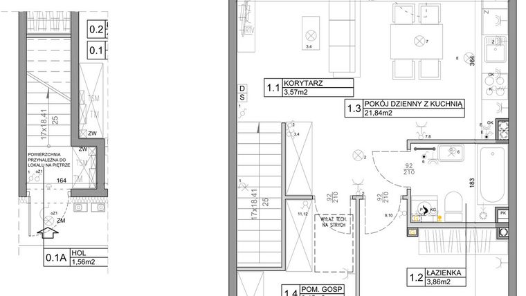 Rzut - Mieszkanie na sprzedaż 3 pokoje o powierzchni 58,82 m² - numer 4 w Manufaktura Marki 2