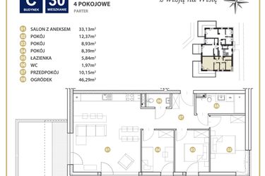 Rzut - Mieszkanie na sprzedaż 4 pokoje o powierzchni 80,78 m² - numer 30 w Biały Port