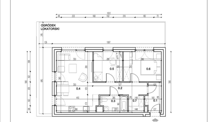 Rzut - Mieszkanie na sprzedaż 3 pokoje o powierzchni 56,62 m² - numer 9 w Łużycka 71