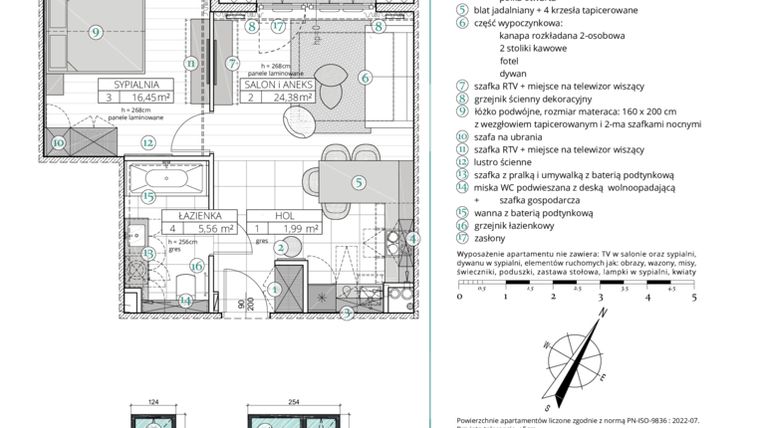 Rzut - Mieszkanie na sprzedaż 2 pokoje o powierzchni 48,38 m² - numer A.2.19 w Remedium