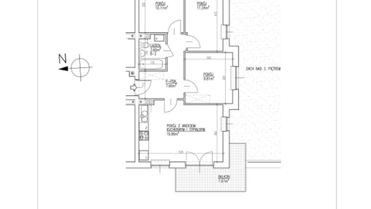 Rzut - Mieszkanie na sprzedaż 4 pokoje o powierzchni 62,32 m² - numer 26 w Północna 26