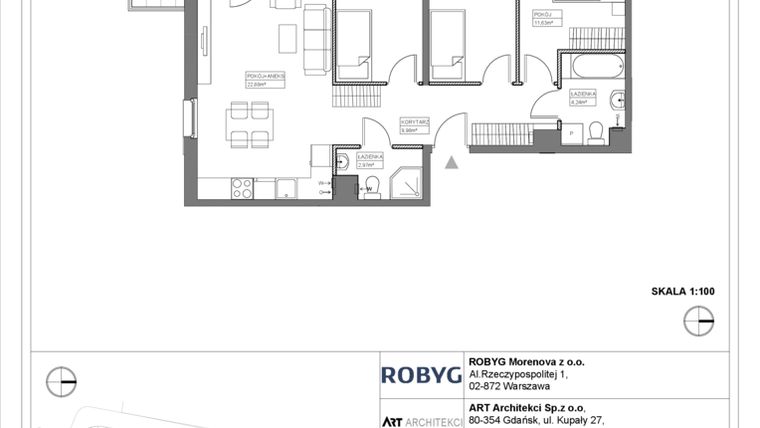 Rzut - Mieszkanie na sprzedaż 4 pokoje o powierzchni 73,56 m² - numer 3.1.2M09 w Szumilas etap II