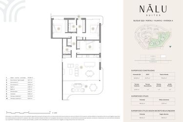 Rzut - Mieszkanie na sprzedaż 3 pokoje o powierzchni 174,86 m² - numer 212A w Nalu Suites