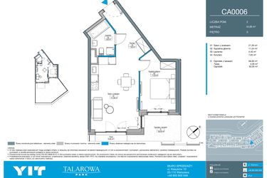Rzut - Mieszkanie na sprzedaż 2 pokoje o powierzchni 44,89 m² - numer CA0006 w Talarowa Park